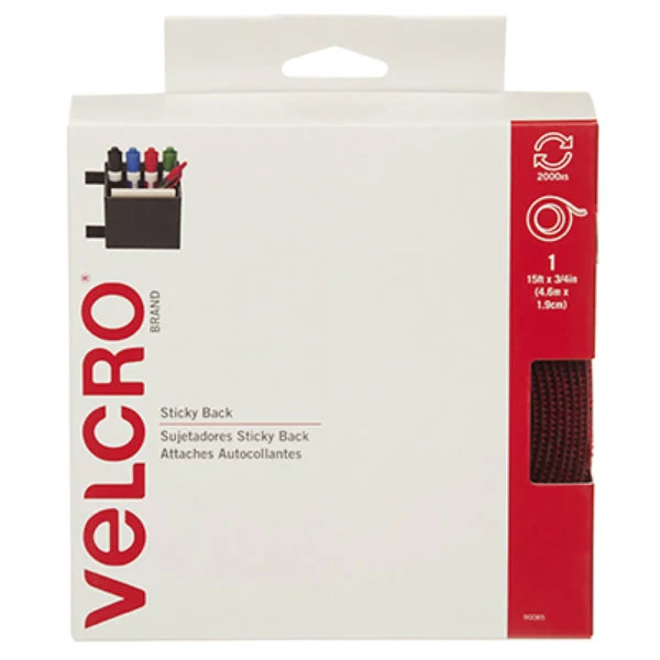 Velcro 90085 Red Sticky Back Tape 3/4 Inch Wide x 15 Feet Long Hook and Loop Fastener