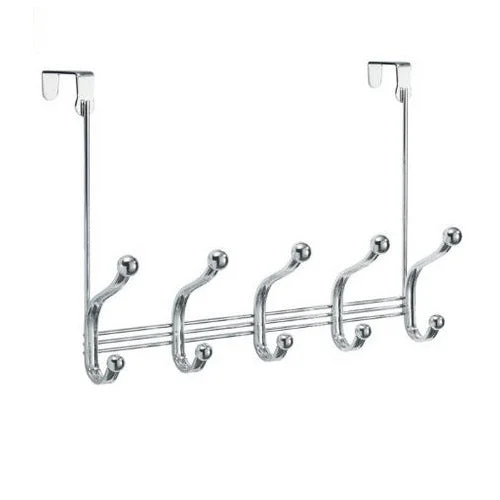 InterDesign 53470 Chrome Over The Door 5 Hook Rack for Towels and Robes