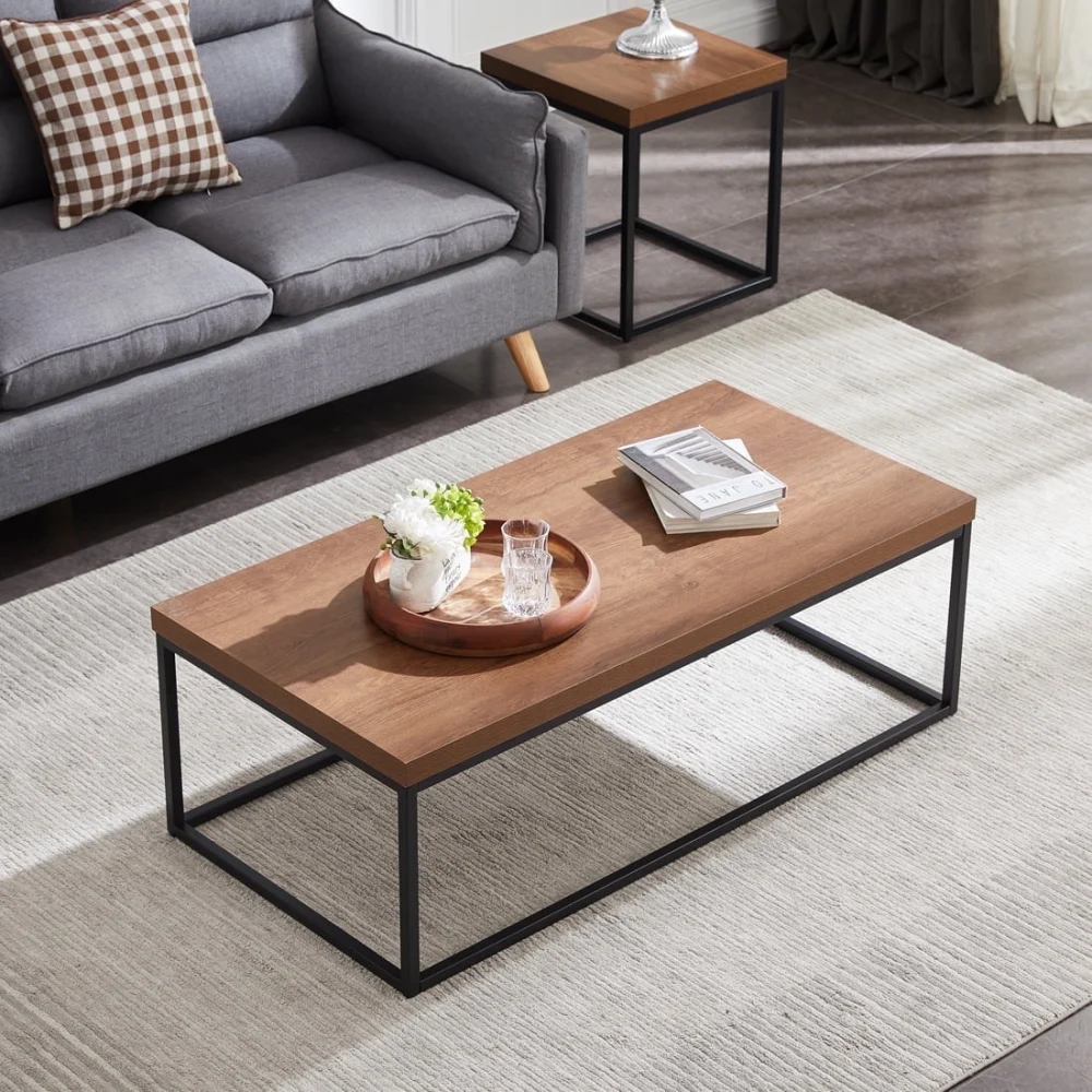Censi 47 Large Coffee Table Dark Brown Walnut Finish Modern Industrial