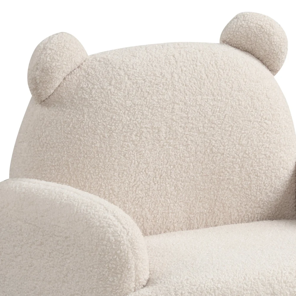 Raelynn 25.5 Inch Beige Sherpa Bear Shaped Kids Armchair with Foam Sherpa