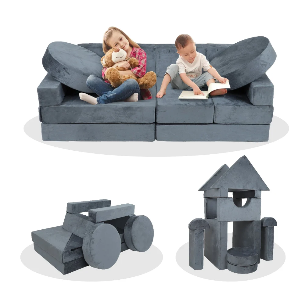 14Pcs Kids Sofa Modular Gaming Couch Child Sectional Sofa for Creative Play