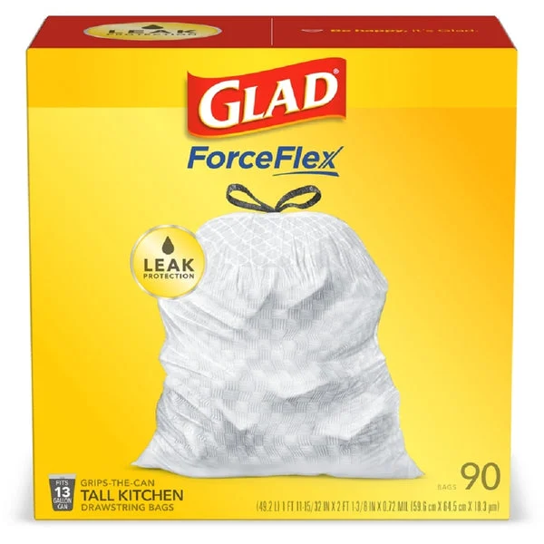 Glad Tall Kitchen Drawstring Trash Bags 13 Gallon 90 Count