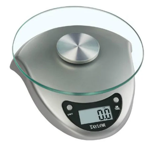 Taylor 3831S Digital Kitchen Scale with Silvertone Base and Glass Platform