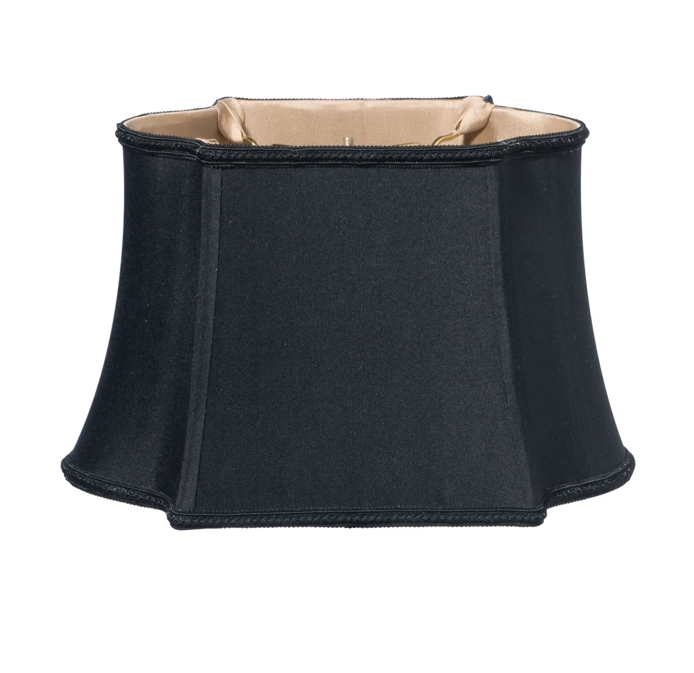 Fancy Oblong Softback Lampshade With Washer Fitter Black Natural Fabric Home Decor