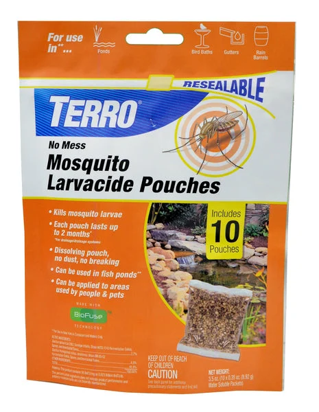 Terro T1210 Mosquito Larvacide Pouches 10 Pack for Standing Water