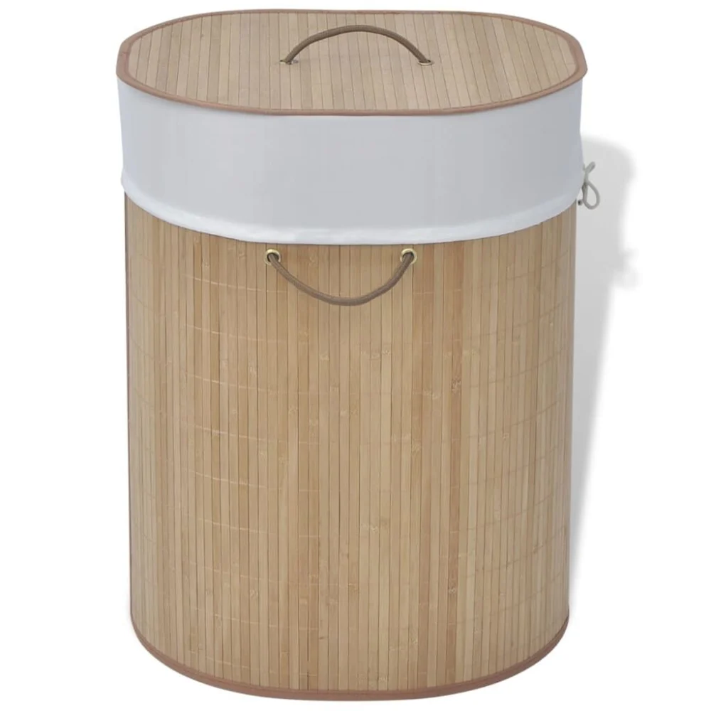 Bamboo Laundry Bin Oval Natural Eco-Friendly Clothes Hamper