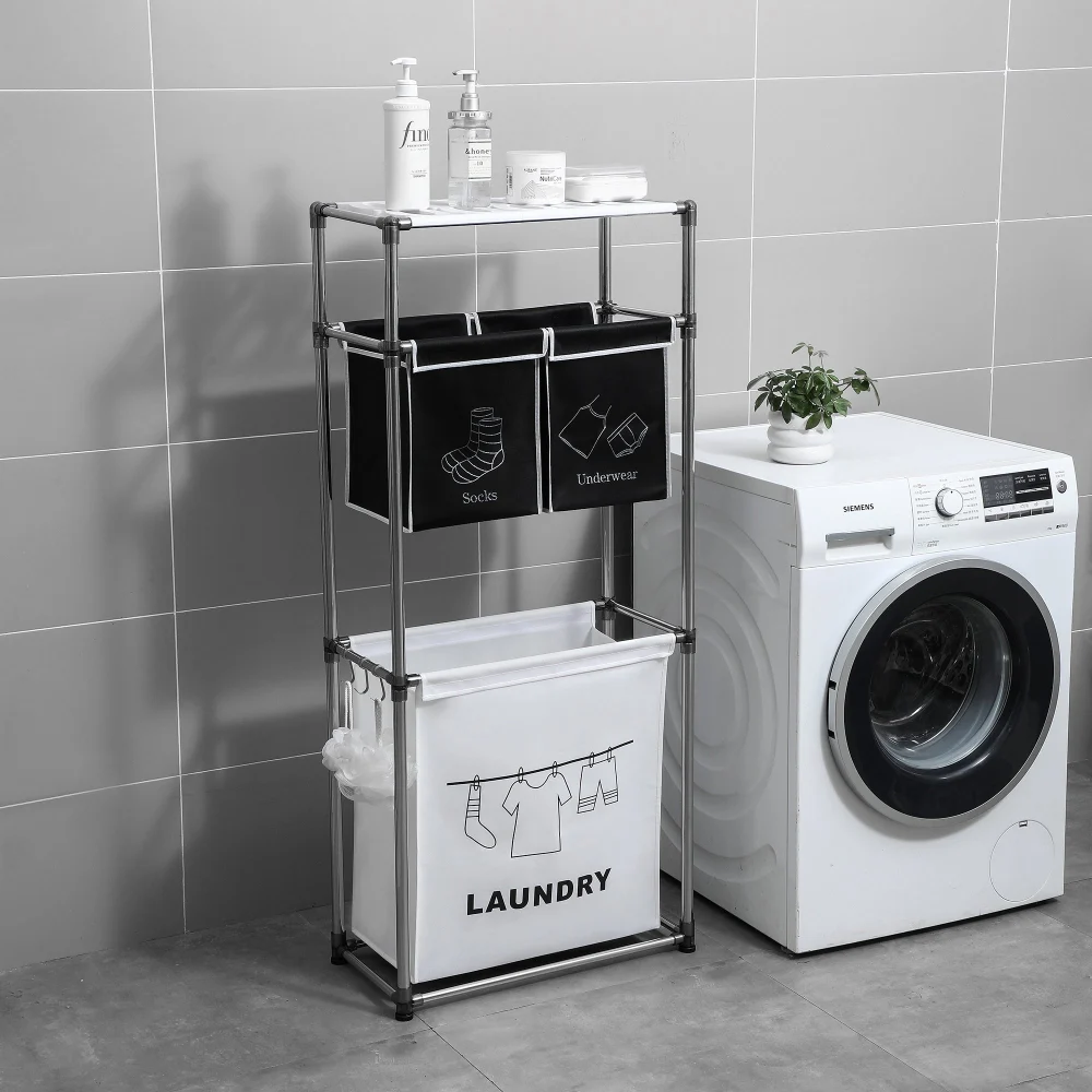 3 Tier Laundry Hamper with 4 Removable Bags for Organization