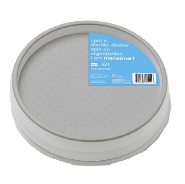 Madesmart 95-53311-06 Kitchen Twin Turntable White 12 Inch Lazy Susan for Cabinets