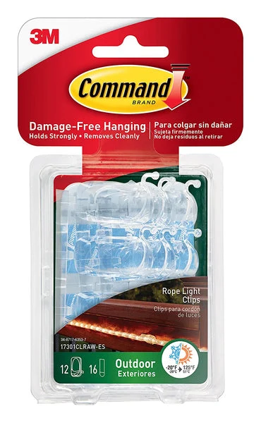 Command Outdoor Rope Light Clips Clear 12 Clips 16 Strips 17301CLRAW-ES