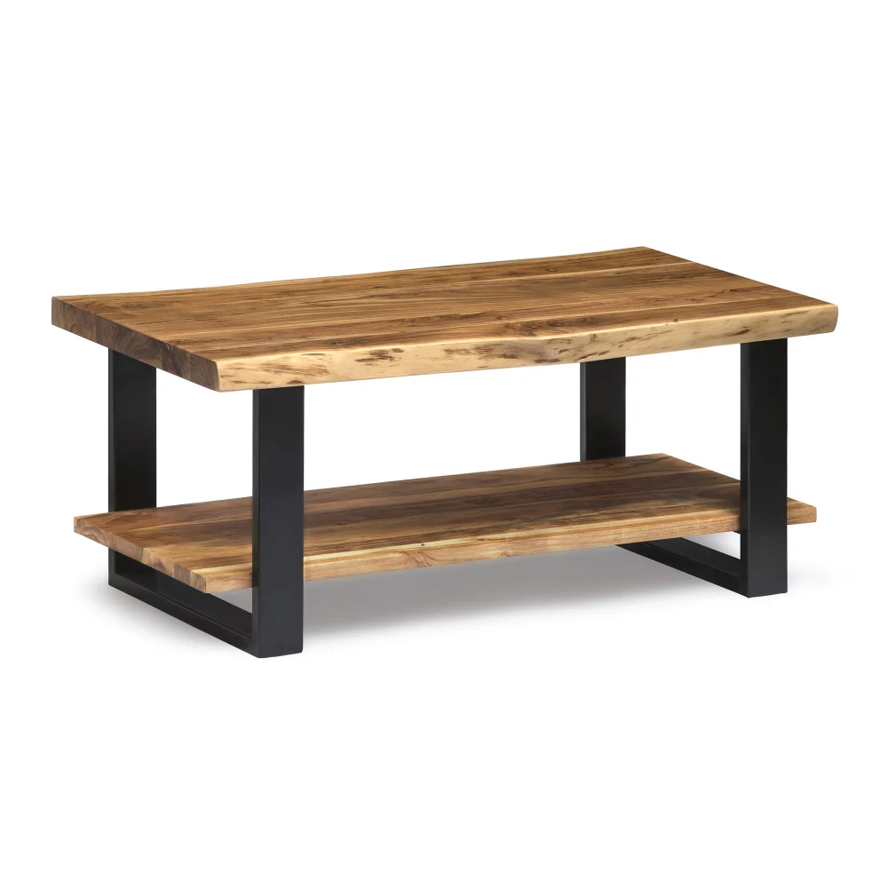 Alaterre Alpine Natural Live Edge Wood Coffee Table Rustic Living Room Center Table