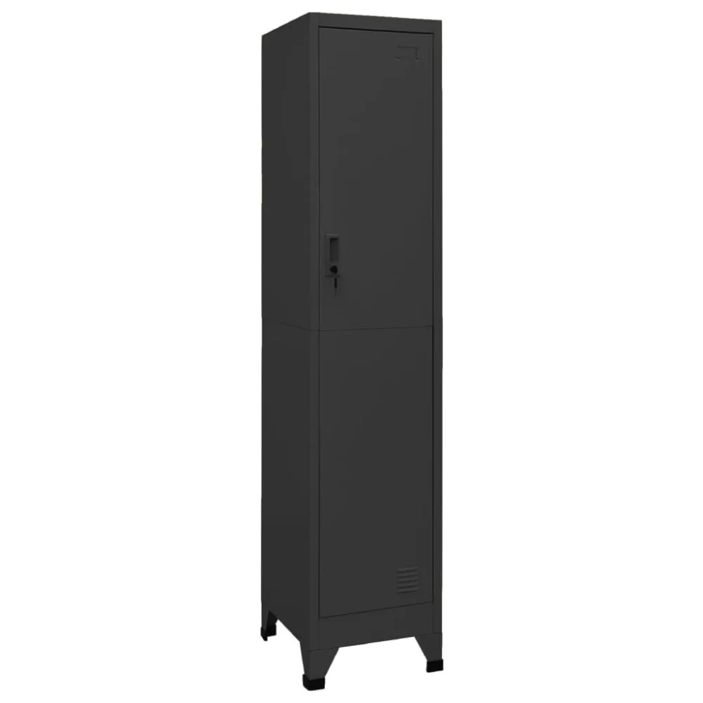 Locker Cabinet Anthracite 15x17.7x70.9 Inches Steel Storage for Gym or School