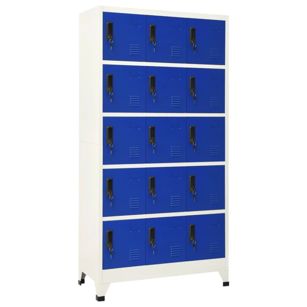 Gray and Blue Locker Cabinet 35.4x15.7x70.9 Inches Steel Storage Locker for Home or Office