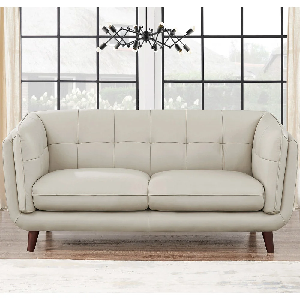 Beige Solana Hide Loveseat with Down Filling Authentic Hide