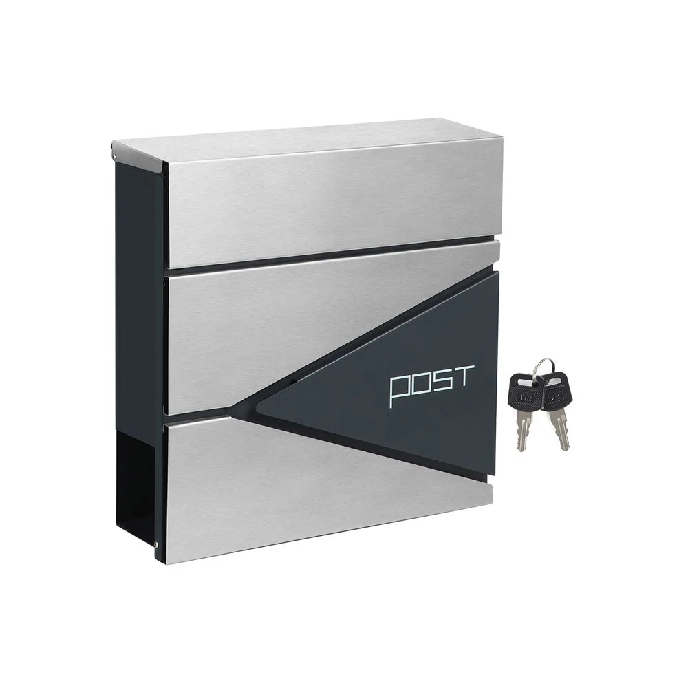 Modern Mailbox Anthracite Grey and Silver with Weatherproof Design