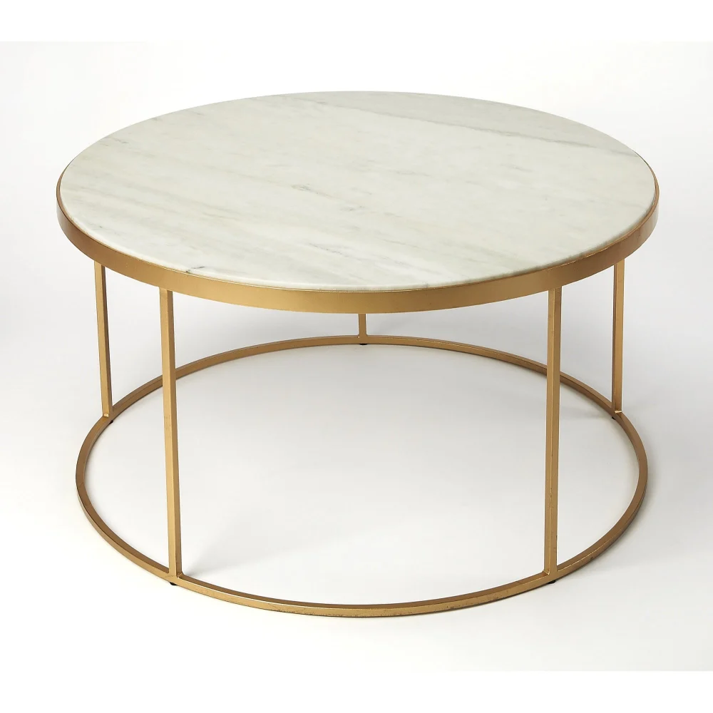 Butler Specialty Triton White Marble Coffee Table Modern Living Room Center Table
