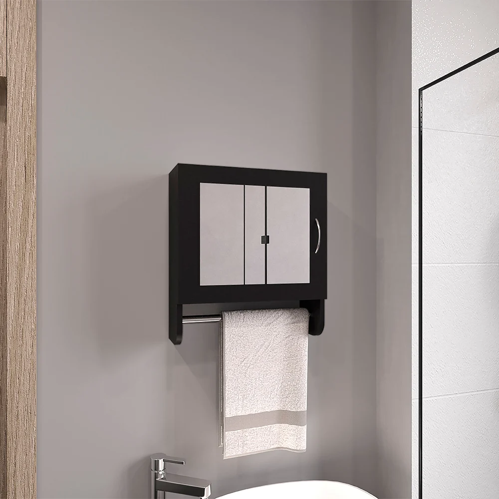 Botiq 19.7x17.7 Inch White Mirror Medicine Cabinet with Towel Rack