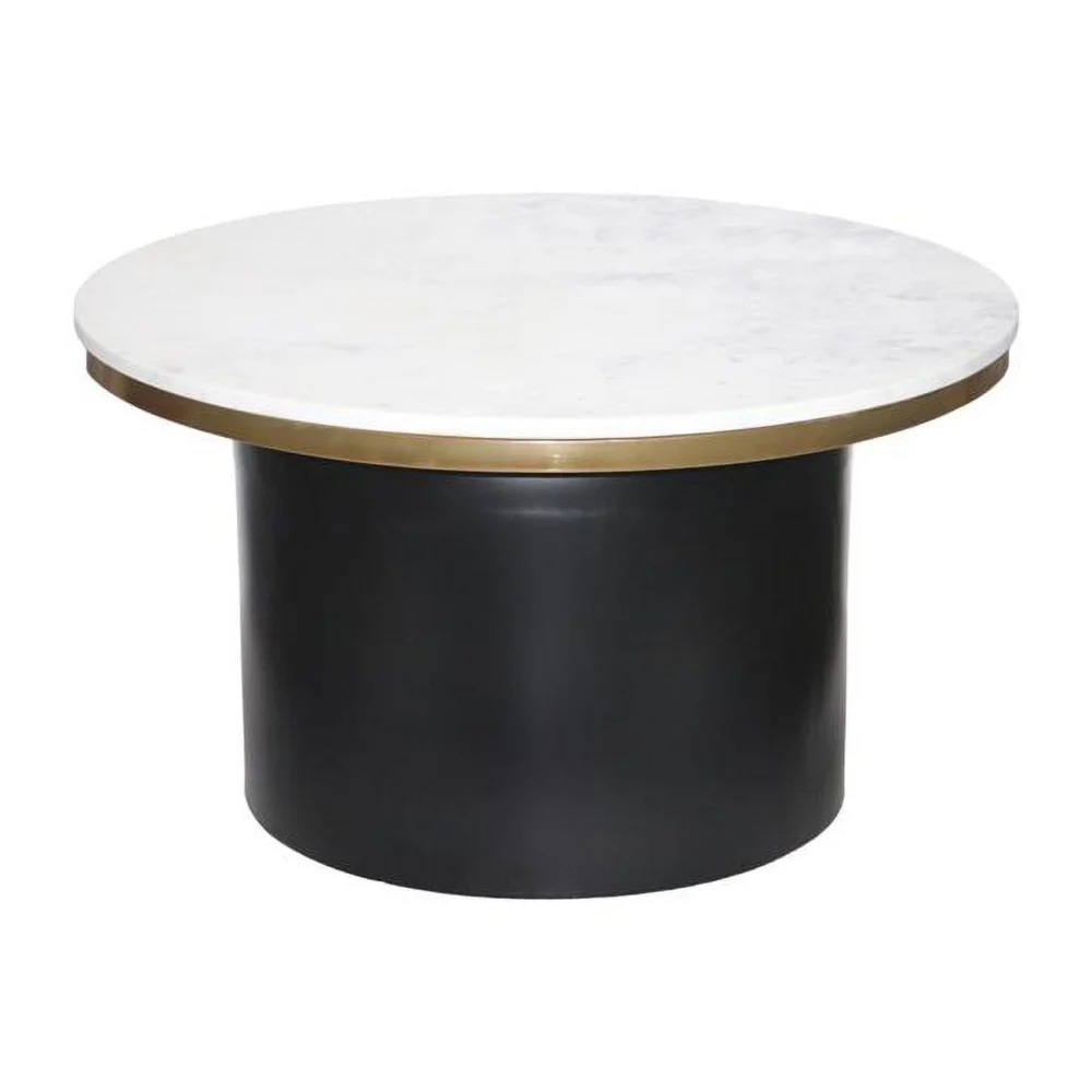 31 in. Iron Cylinder Coffee Table in Black