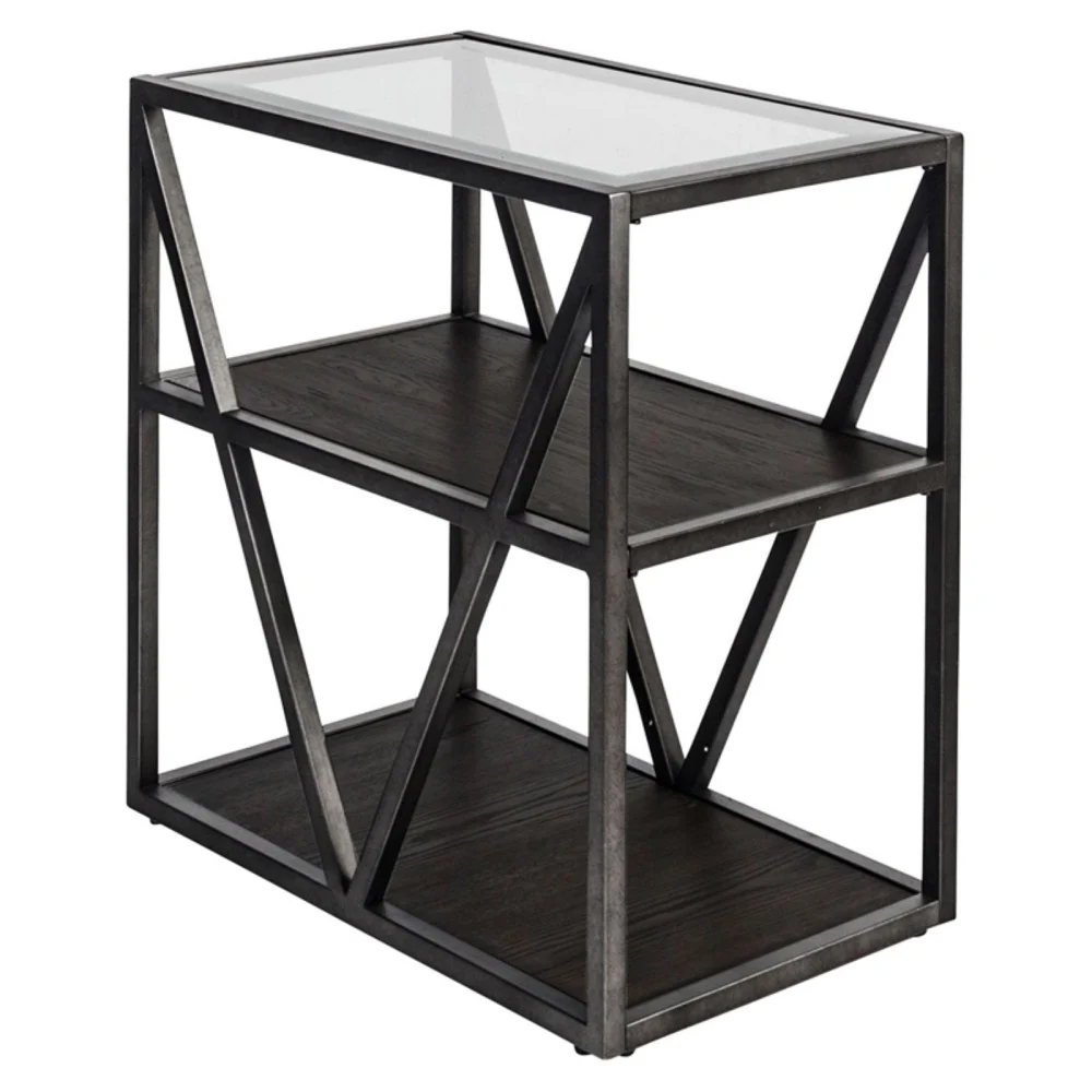 Arista Medium Gray Metal Chair Side Table Modern Minimalist Design