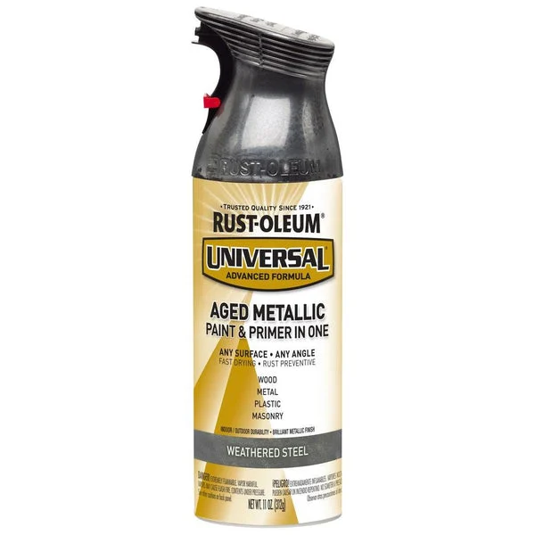 Rust-Oleum 285073 Universal Aged Metallic Paint Primer 12 Oz Weathered Steel
