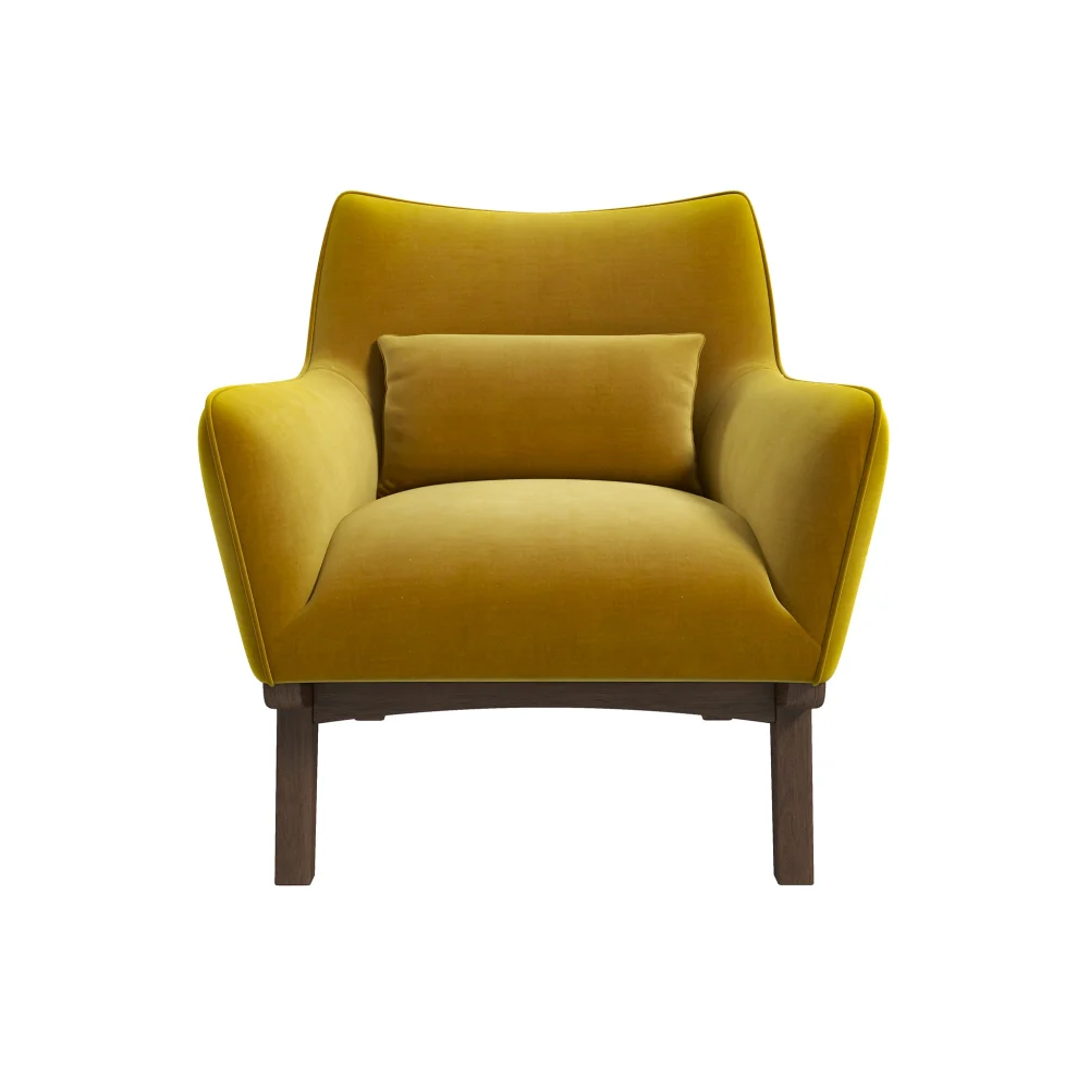 Brayden Lounge Chair in Precious Metal Velvet Brown Mid Century Modern Style