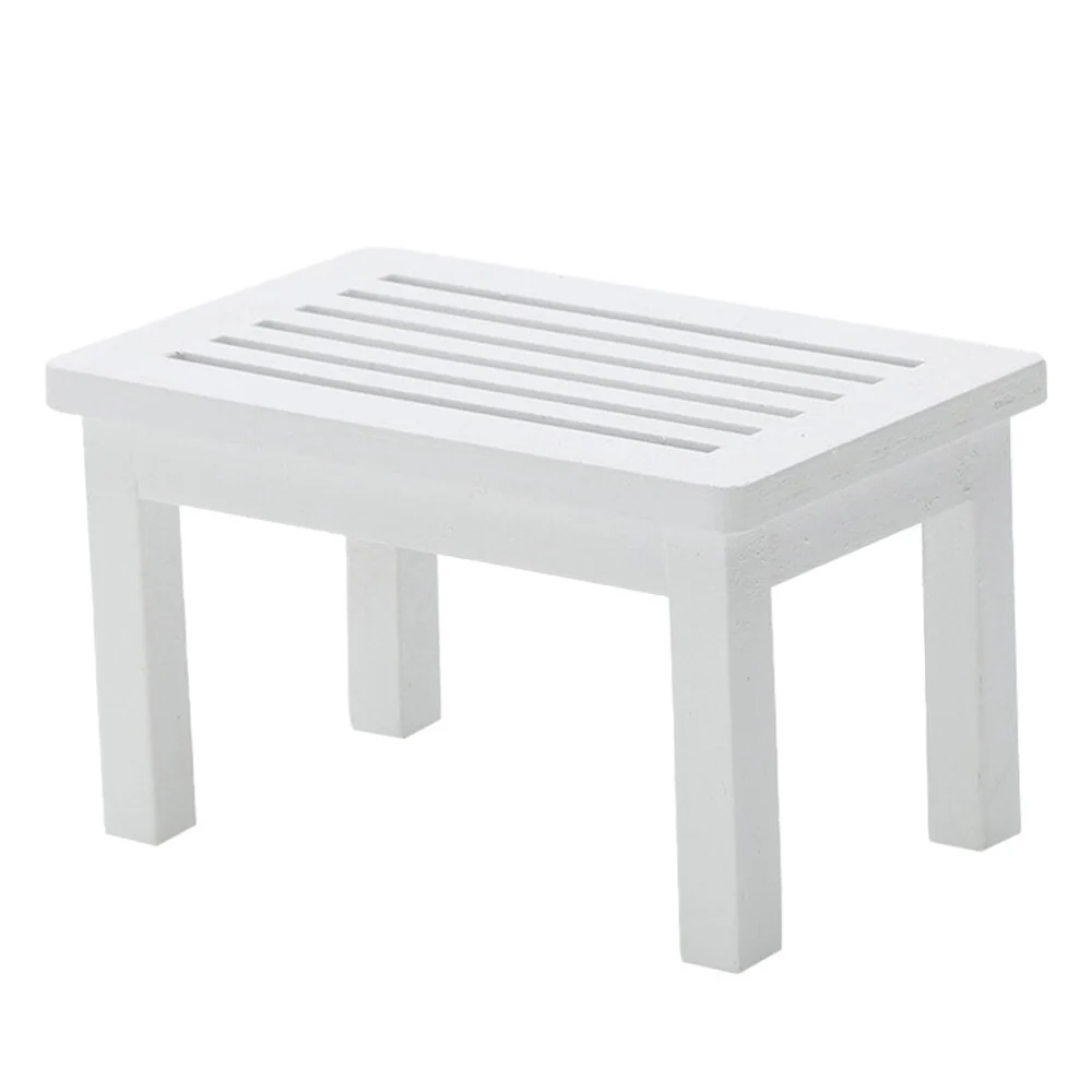 1Pc Wooden Tea Table Model Creative Coffee Table Mini Furniture Ornament in White