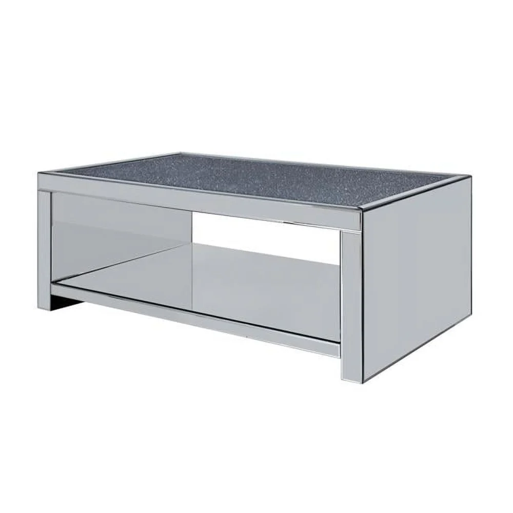 19 x 48 in. Mirrored Manufactured Wood Rectangular Coffee Table with Shelf