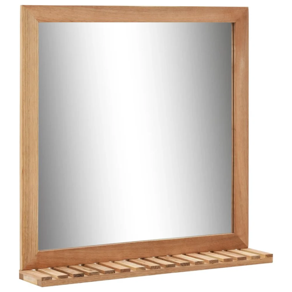 Bathroom Mirror 23.6 x 4.7 x 24.4 Inches Solid Wood Walnut Vanity Mirror