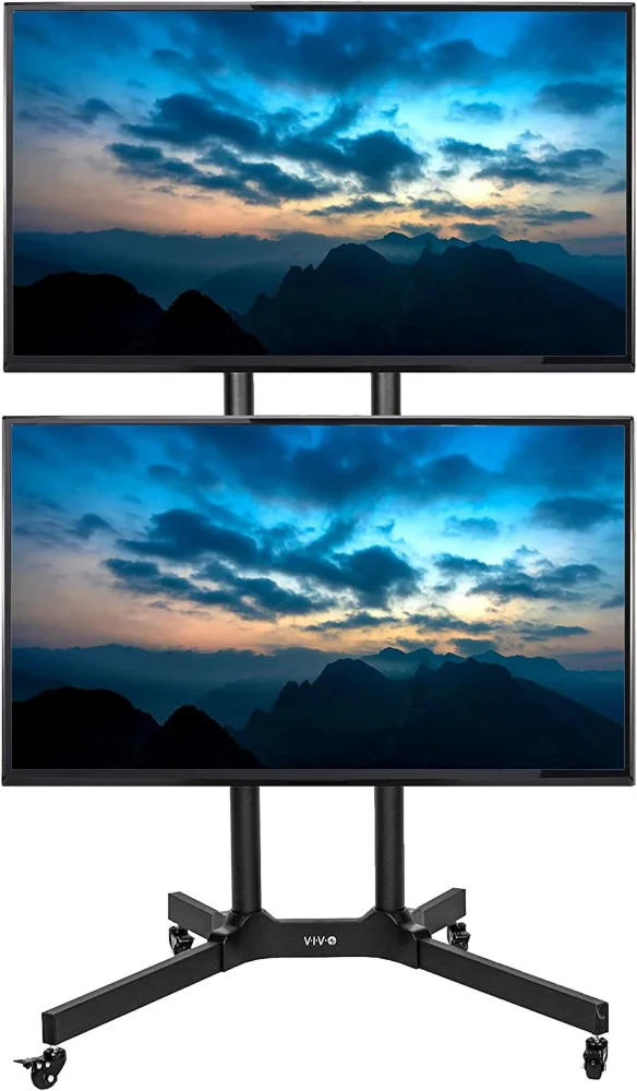 Mobile TV Cart for Dual Screens 32 to 65 inch with Locking Wheels and Max VESA 600x400 Black STAND-TV03E2