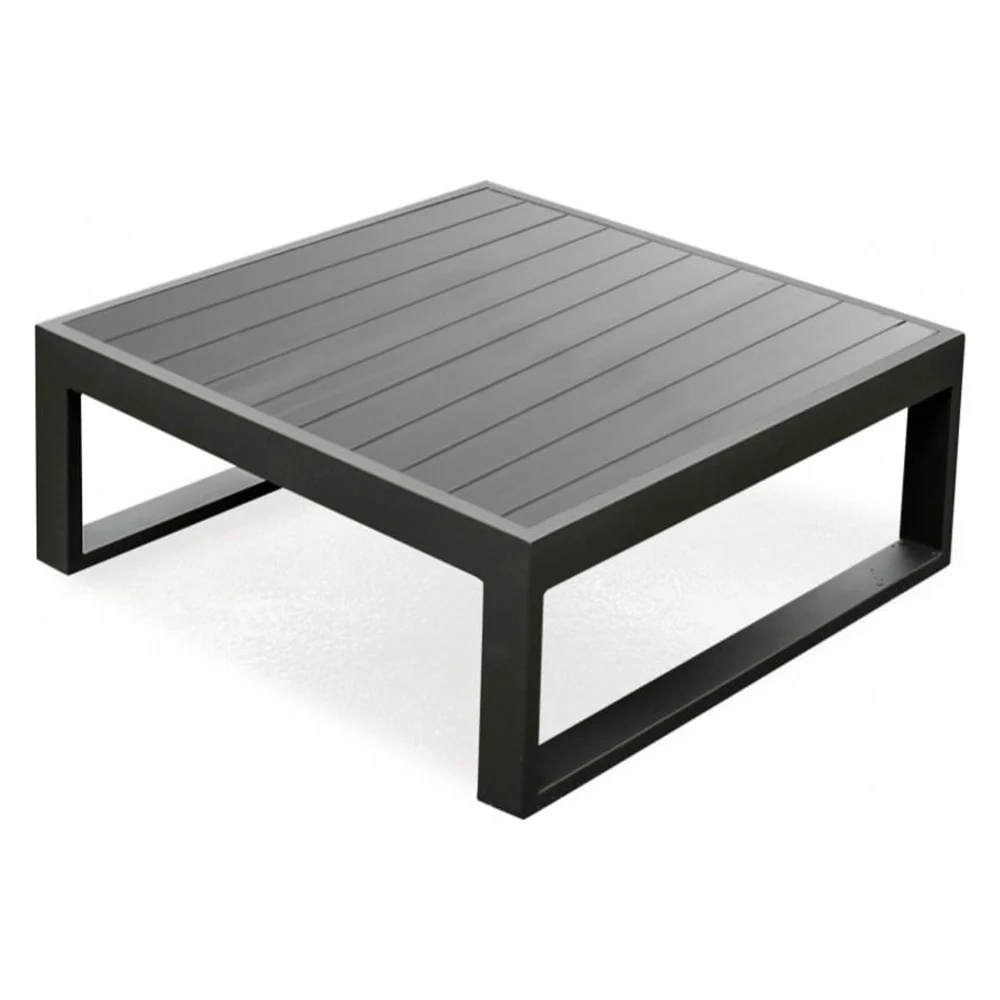 29.5 x 29.5 x 12 Inch Gray Aluminum Coffee Table for Modern Living Room