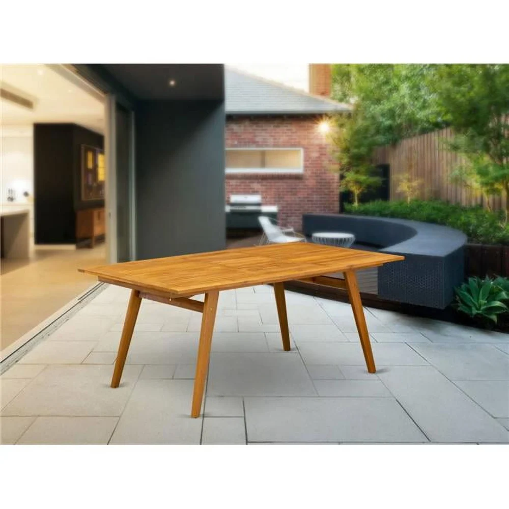 East West Furniture Modern Coffee Table - Rectangular Top with Wood 4 Legs - Natural Oil Finish