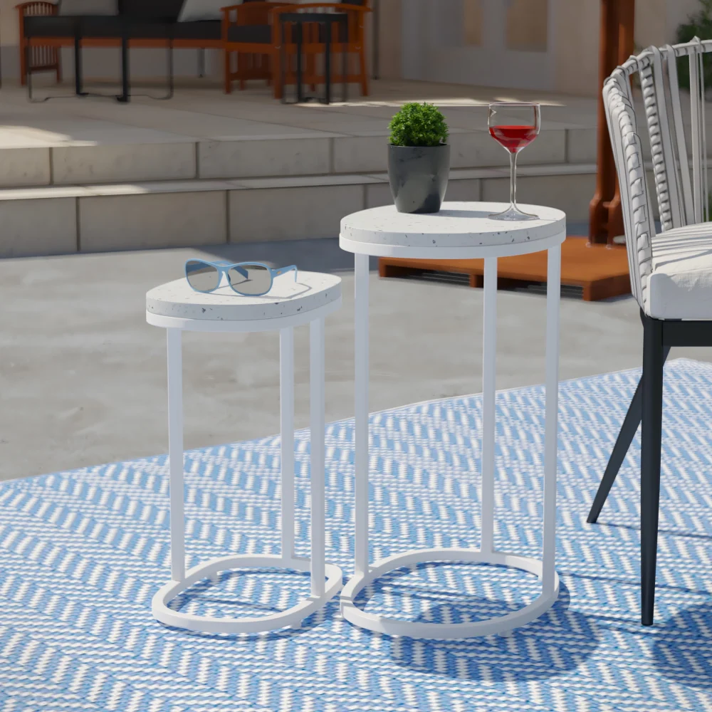 SEI Furniture Vicanno Terrazzo Outdoor Nesting Tables 2pc Set