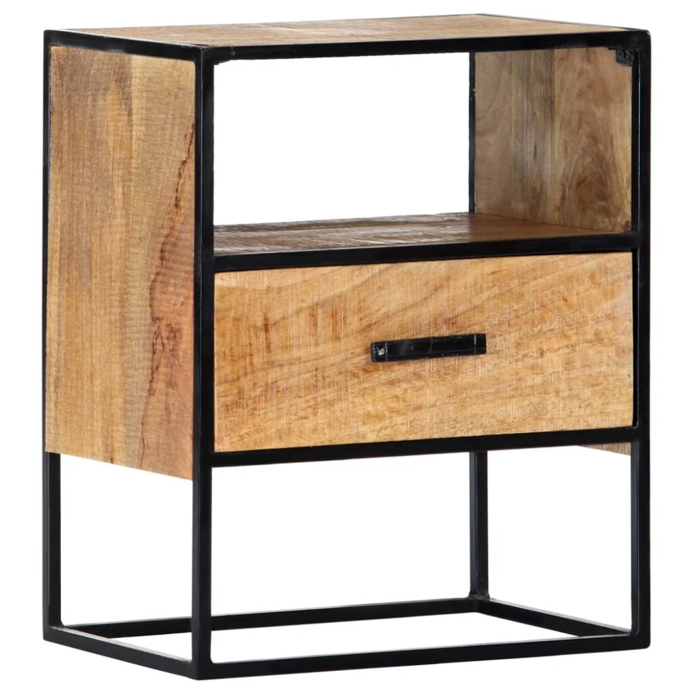 15.7x11.8x19.6 Inch Solid Mango Wood Nightstand