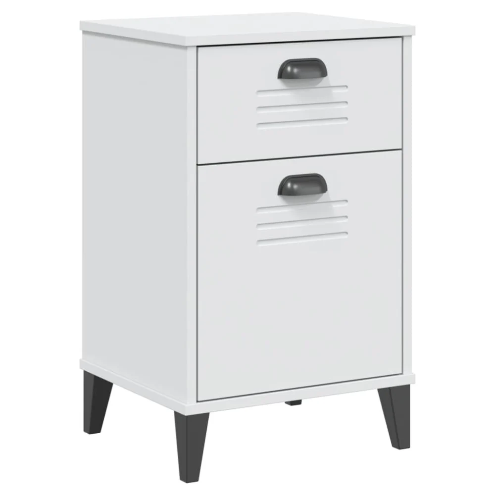 Bedside Cabinet VIKEN White Engineered Wood Nightstand with Drawer