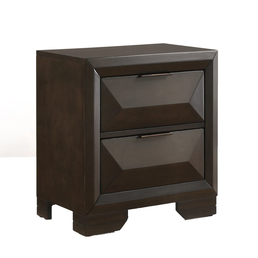 Espresso 2 Drawer Nightstand Bedroom Rectangle Furniture