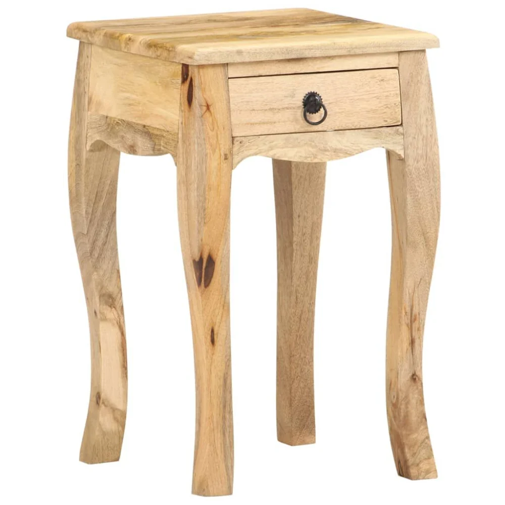 Solid Mango Wood Bed Cabinet 11x11x18.1 Inches Small Nightstand with Drawer