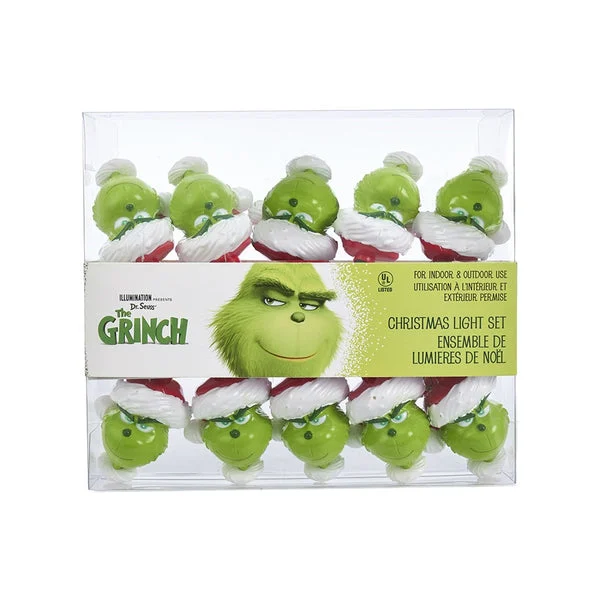 Kurt Adler GRH9181 The Grinch Christmas Light Set 10 Piece Holiday Decor