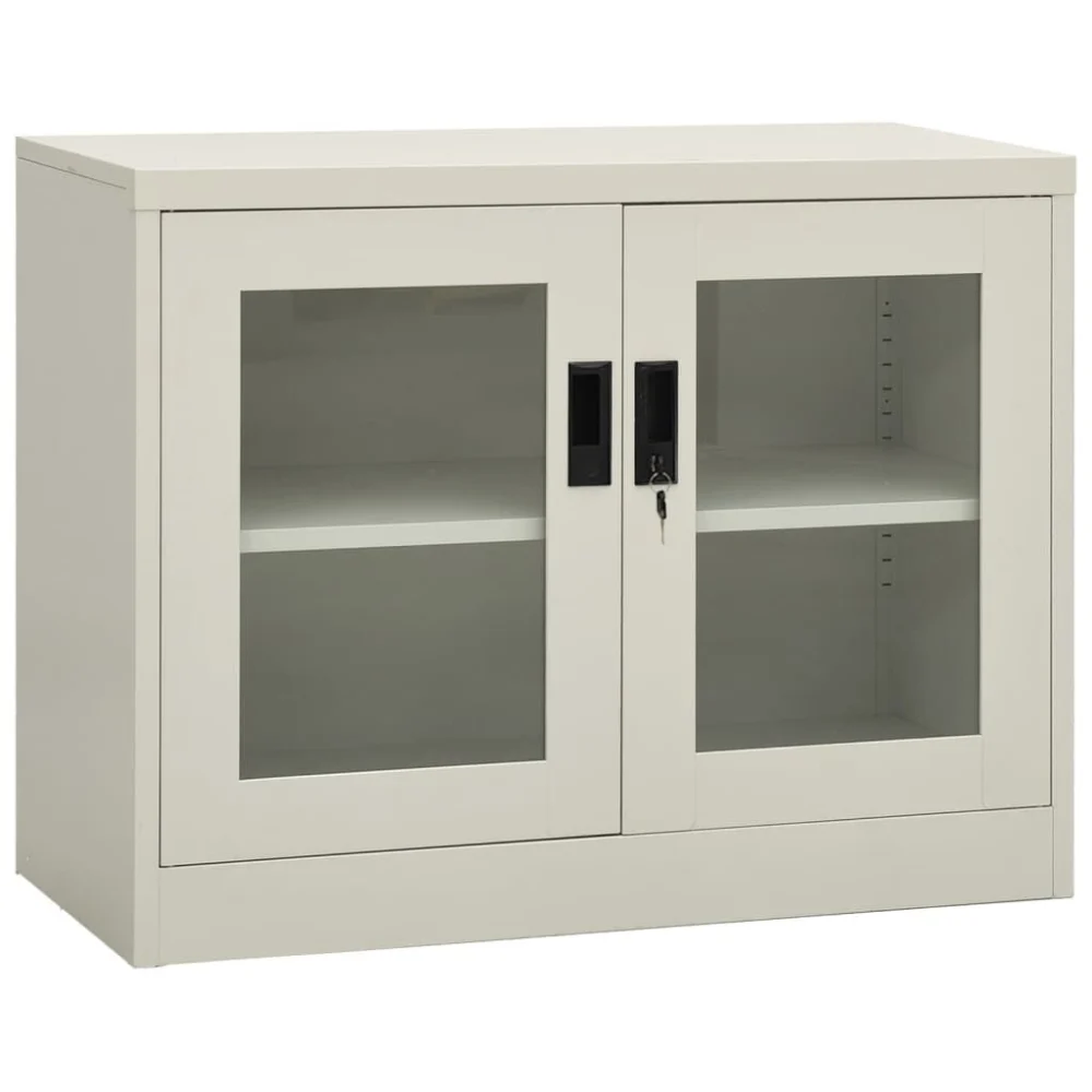 Office Cabinet Light Gray Steel 35.4x15.7x27.6 Inches Storage Cabinet