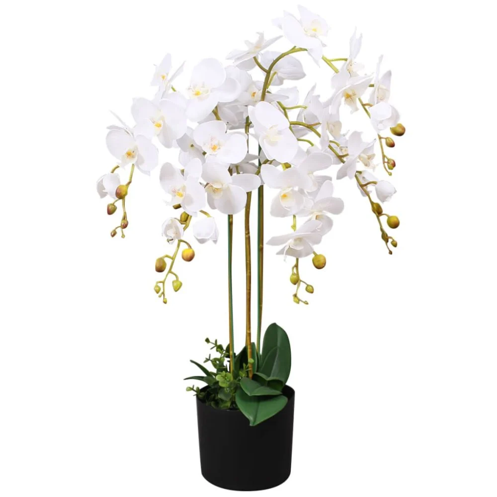 Artificial Orchid Plant with Pot 29.5 Inches White Fake Flower Home Decor