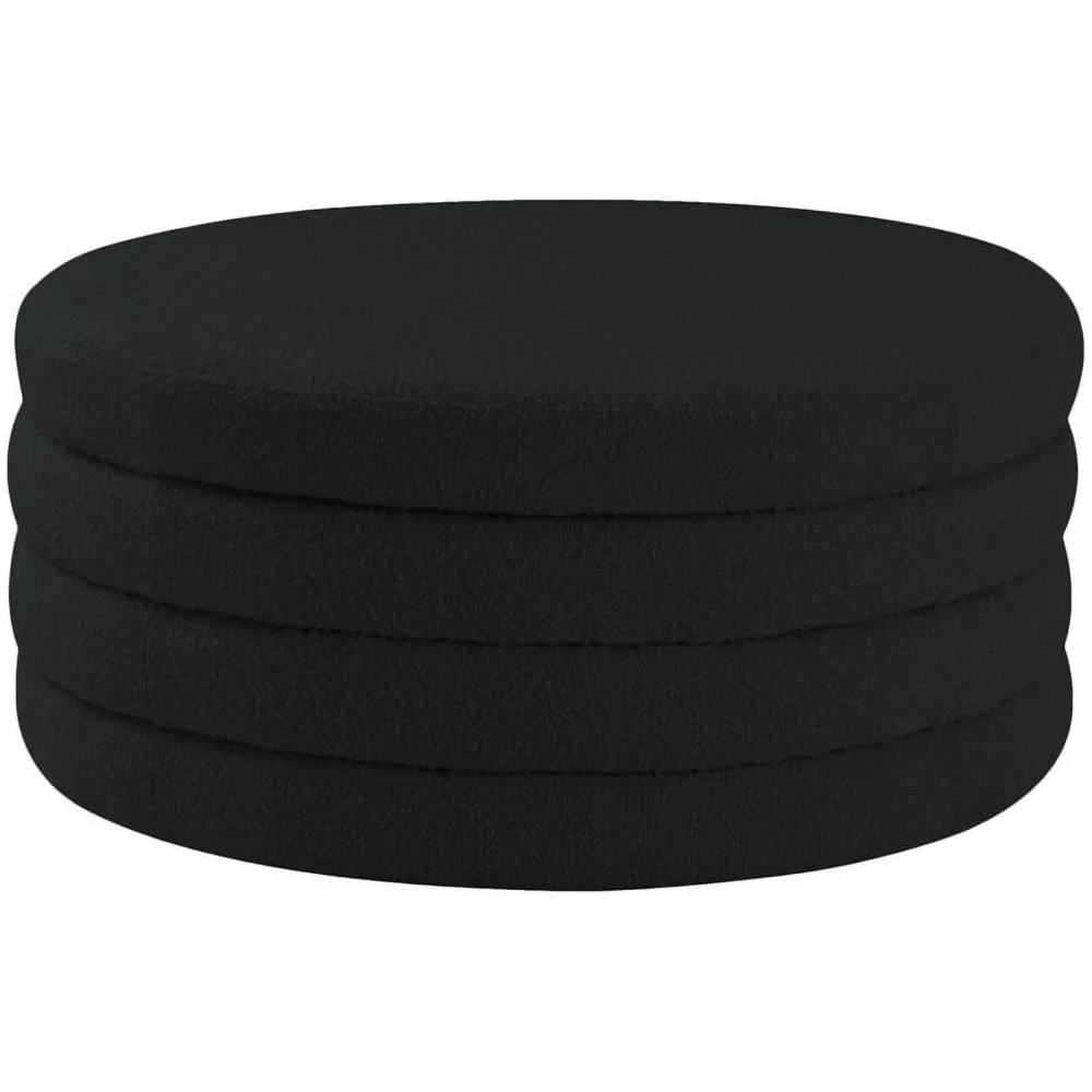 Meridian Furniture Aphia Black Boucle Fabric Ottoman Coffee Table for Living Room