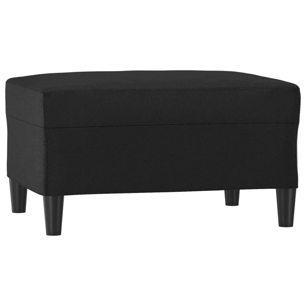 Footstool Black 27.6x21.7x16.1 Inches Faux Leather Ottoman Pouf Stool