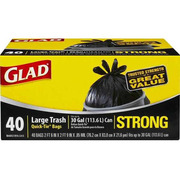 Glad Outdoor Large Trash Bags 30 Gallon 40 Count Heavy Duty