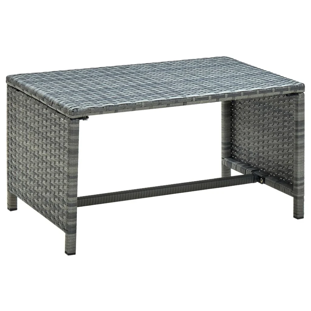 Anthracite Coffee Table 27.6x15.7x15 Inches Poly Rattan Outdoor Patio Furniture