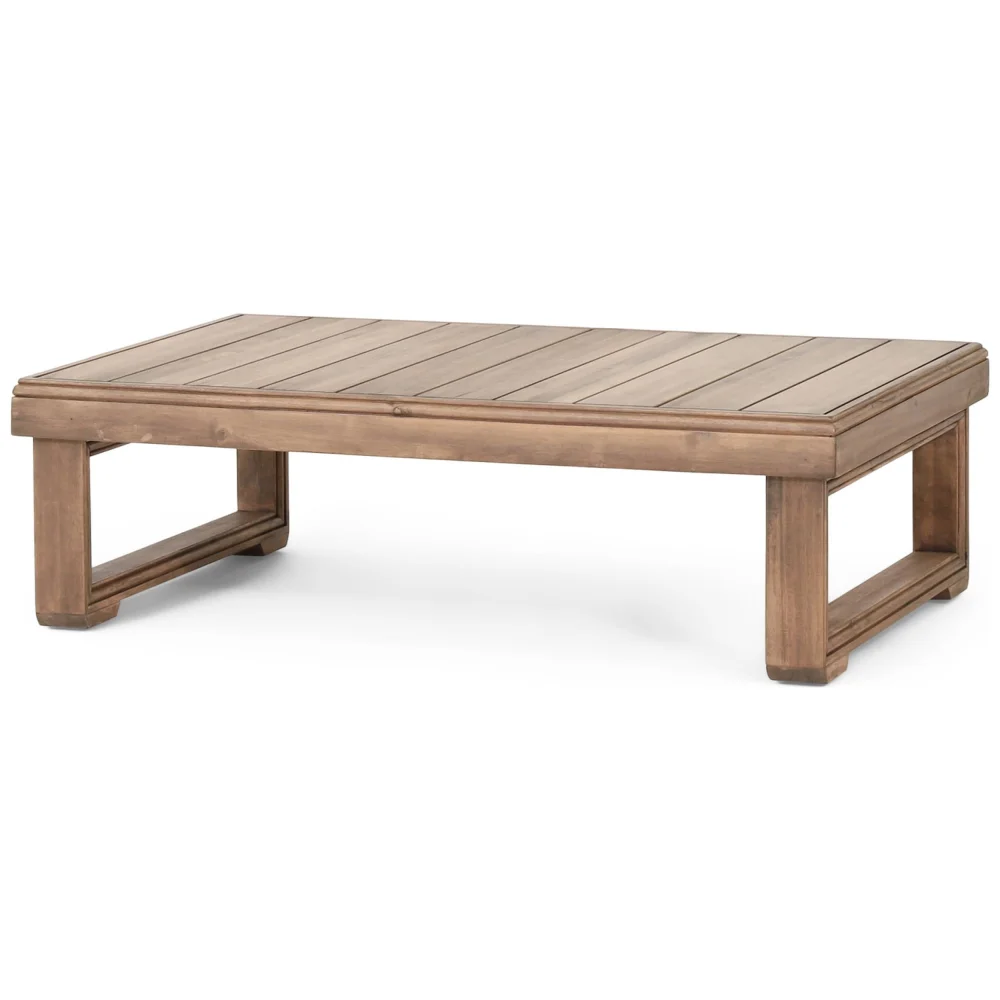 GDF Studio Andrae Outdoor Acacia Wood Rectangular Coffee Table Brown Wash