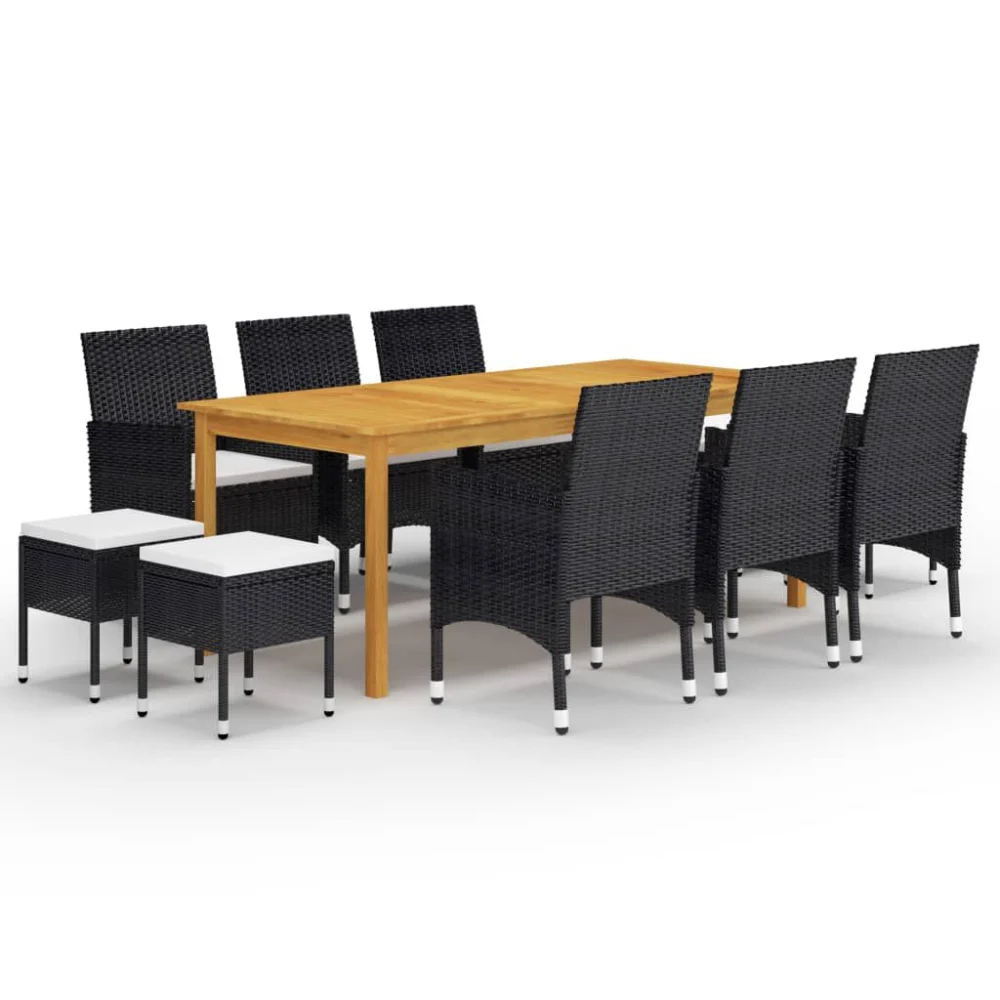 11 Piece Patio Dining Set Black Complete Outdoor Table and Chairs Ensemble
