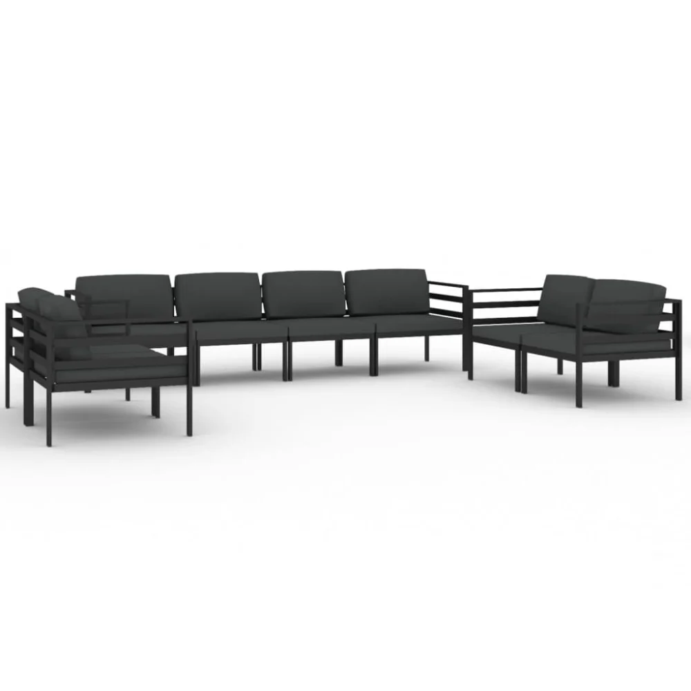 8 Piece Patio Lounge Set with Cushions Aluminum Anthracite Outdoor Furniture