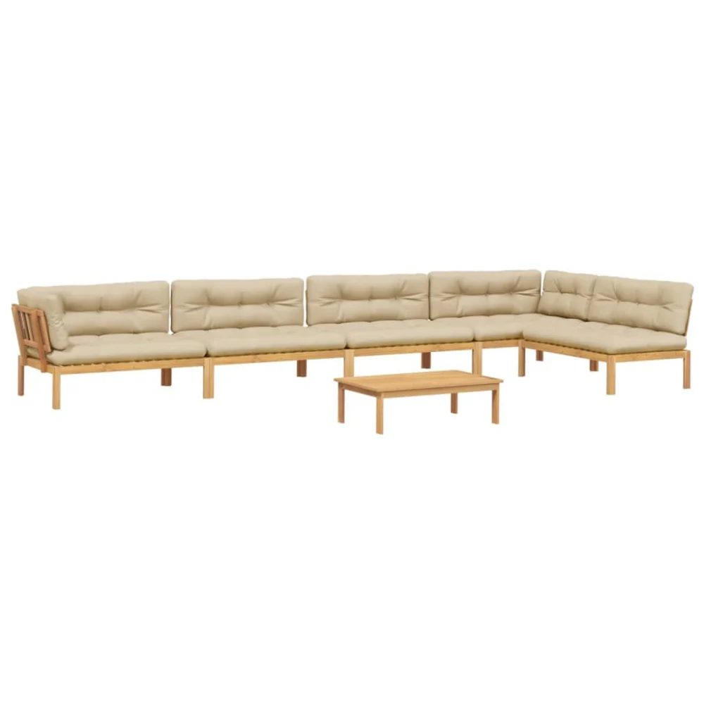 6 Piece Patio Pallet Sofa Set with Cushions Solid Wood Acacia Lounge Set