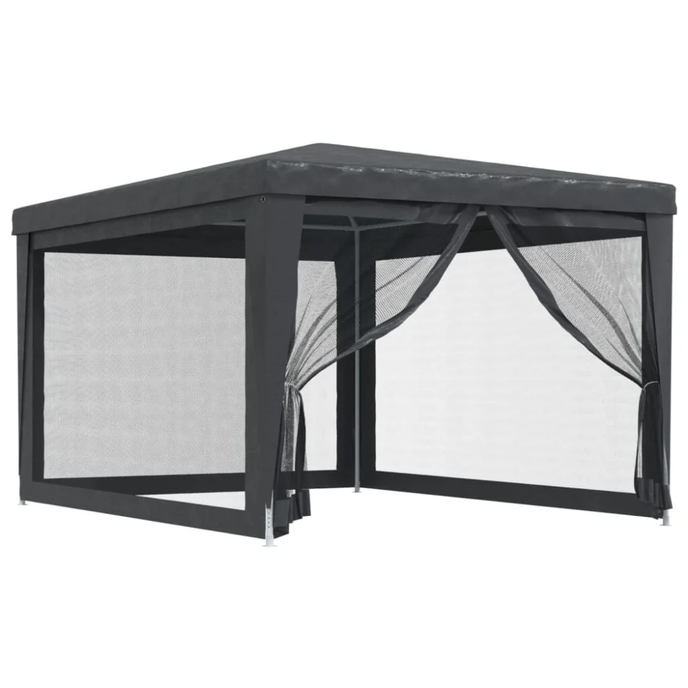 Party Tent with 4 Mesh Sidewalls Anthracite 9.8x13.1 Feet HDPE Canopy