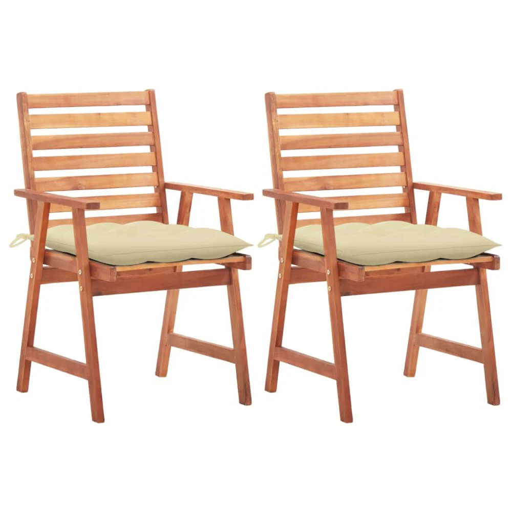 Patio Dining Chairs 2 Pack with Cushions Solid Acacia Wood Outdoor Chairs