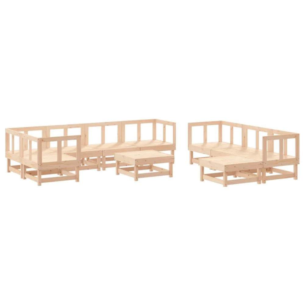 10 Piece Patio Lounge Set Solid Wood Pine Outdoor Furniture