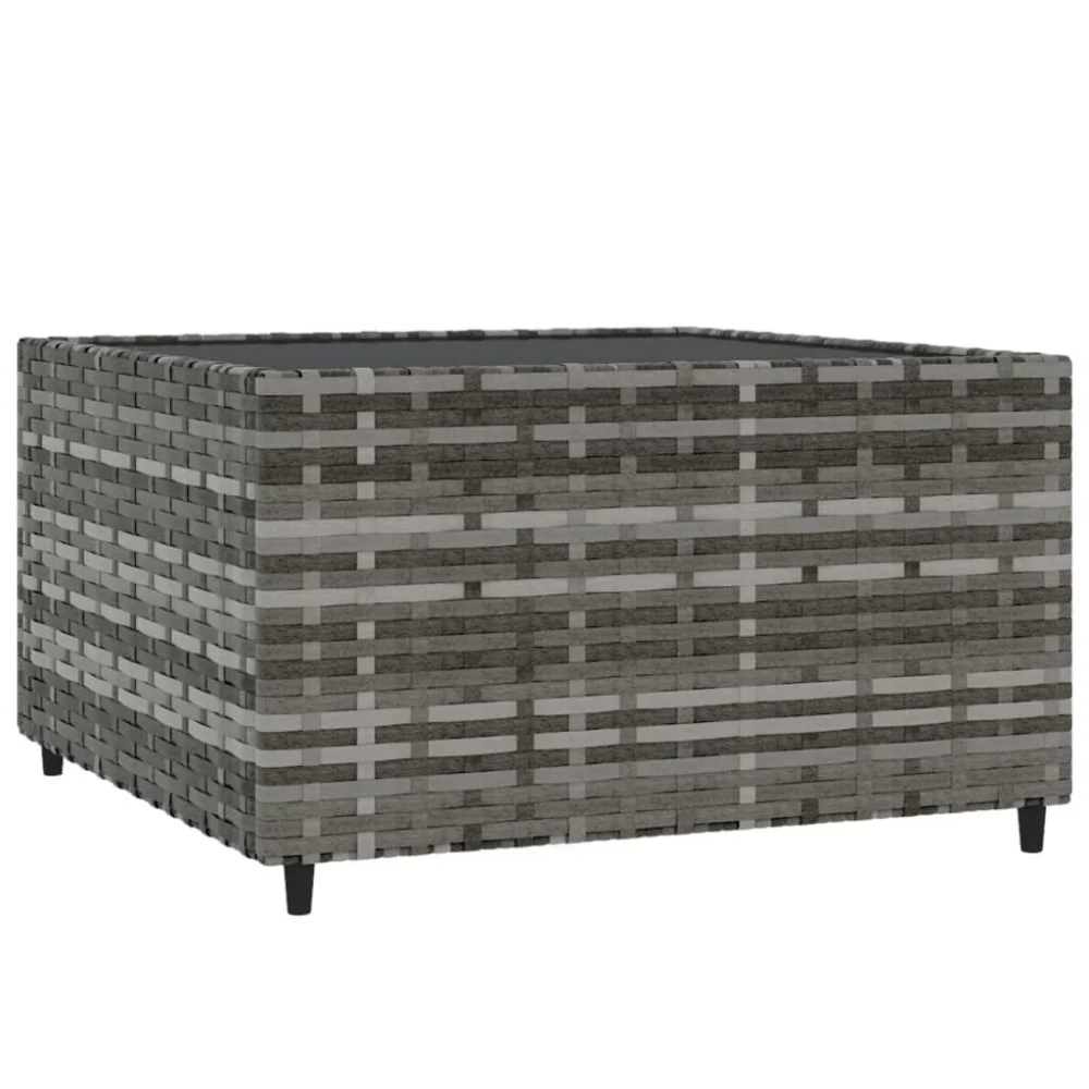 19.7 Inch Square Poly Rattan Patio Coffee Table Outdoor Furniture Gray